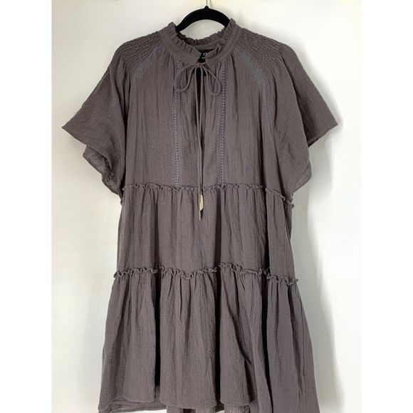 Vici Dresses & Skirts - Vici Charcoal Tiered Dress